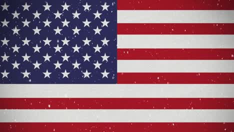 american flag with snow