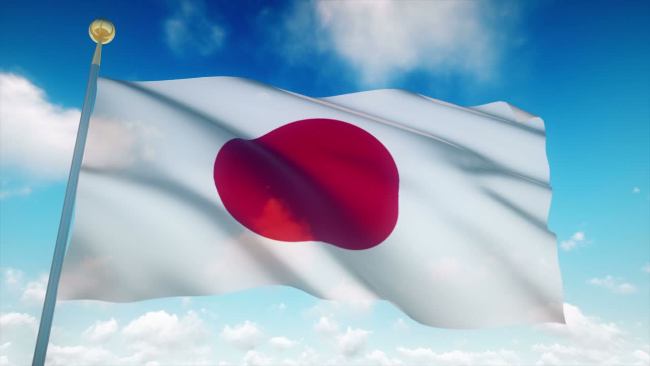 4k muy detallada bandera de japón en bucle