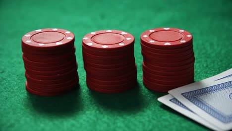 playing cards and casino chips on poker table 4k