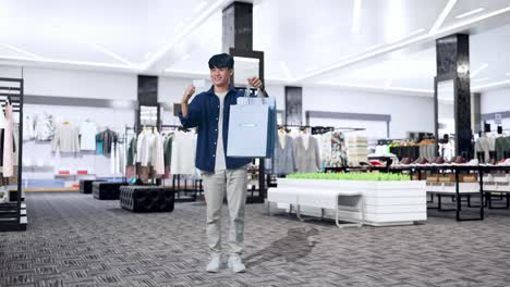 man shopping in a modern clothing store