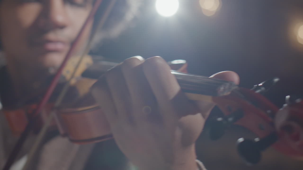 Young Black Violin Player Performing Classical Music
