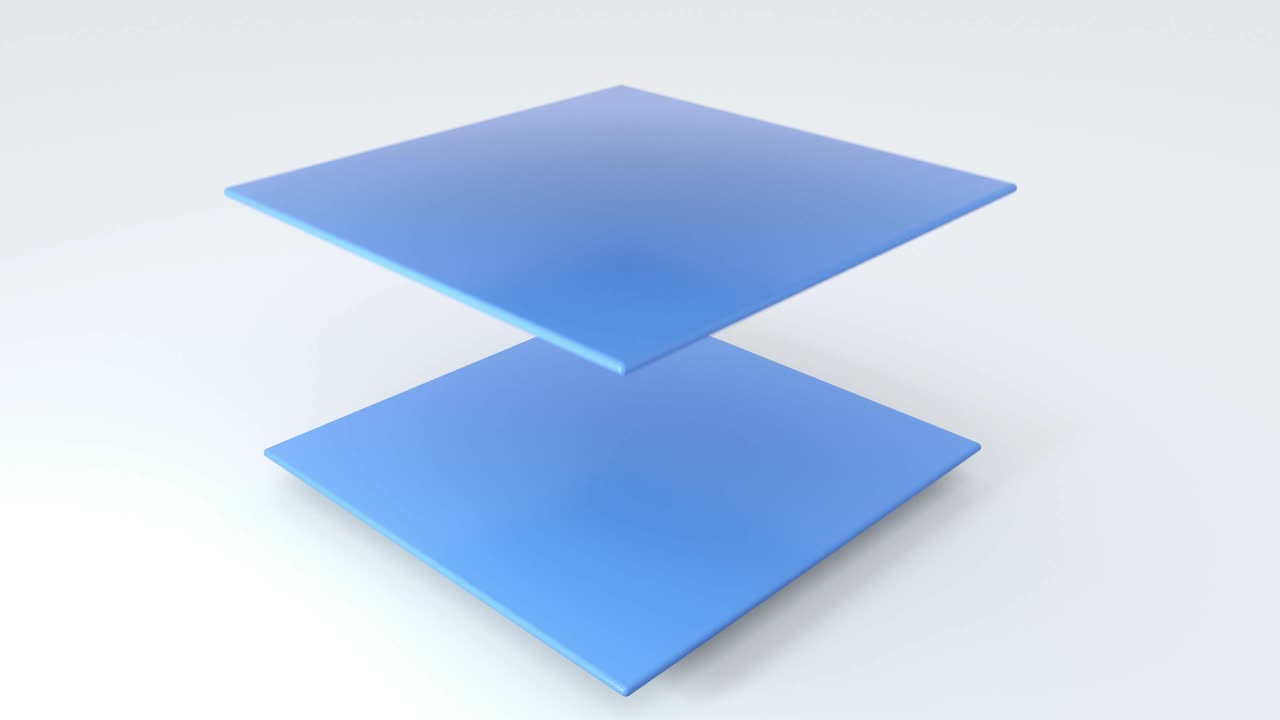 Set of different color plane flaying and rotating geometric shapes object. 4k seamless loop animation footage.