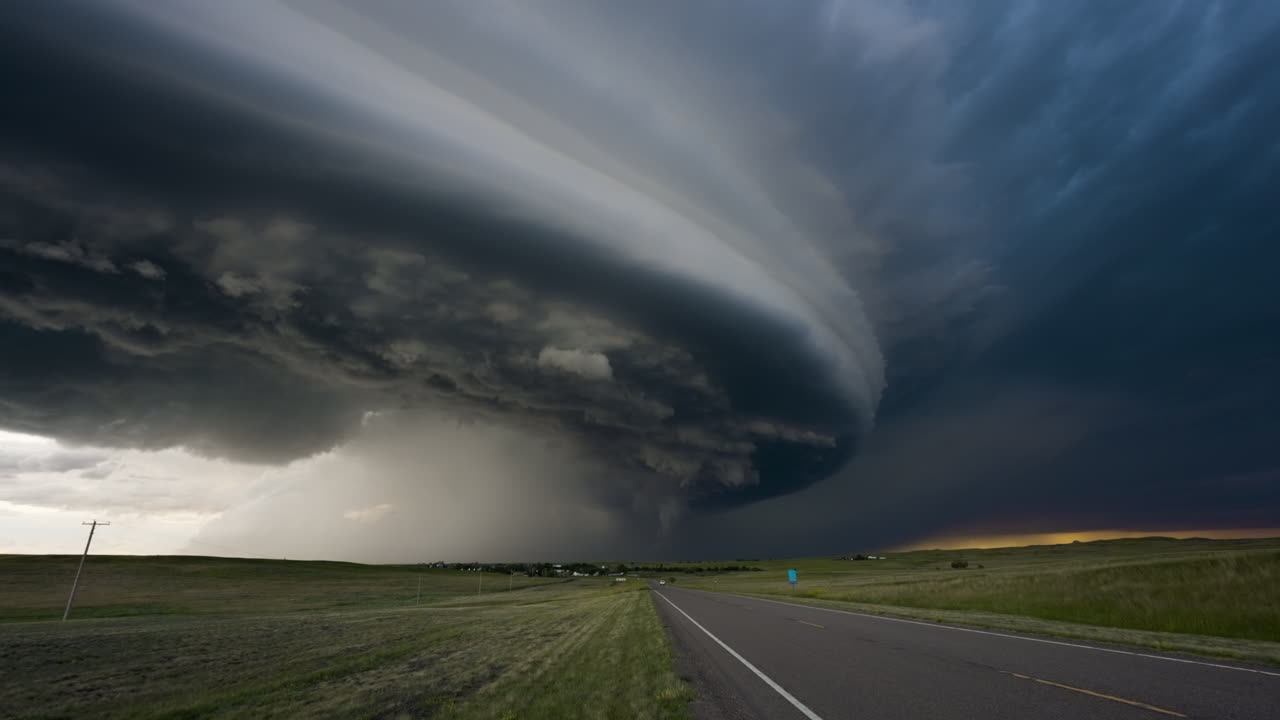 Awesome Storm Cloud Moving Over Beautiful Country Road