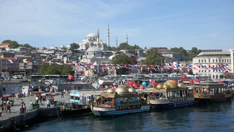 istanbul waterfront with mosque and boats