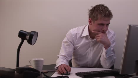 a man working alone in an office