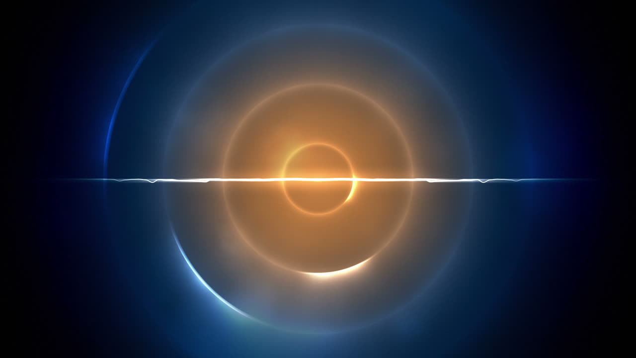 중간에 선이 있는 파란색과 오렌지색 원