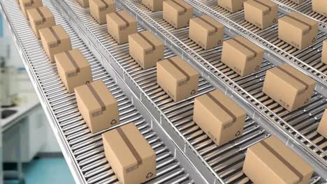 animation of boxes moving in warehouse