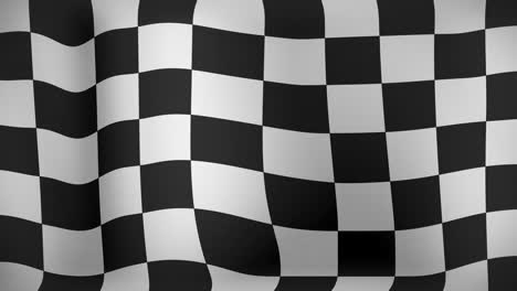 animation of checkered black and white finish line flag waving
