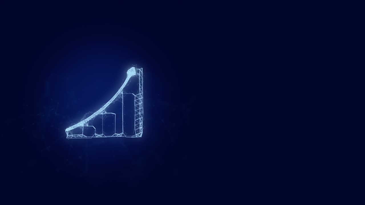 Bar graph animated icon with plexus effect. Connected lines with dots. Lines plexus