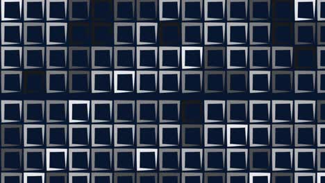 digital animation of multiple grey square shapes moving against blue background