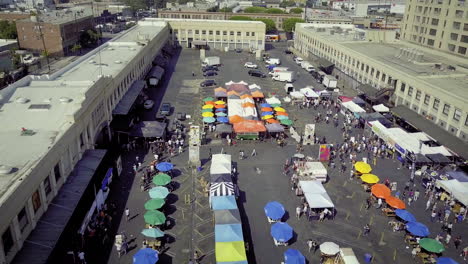 aerial view of a vibrant outdoor market