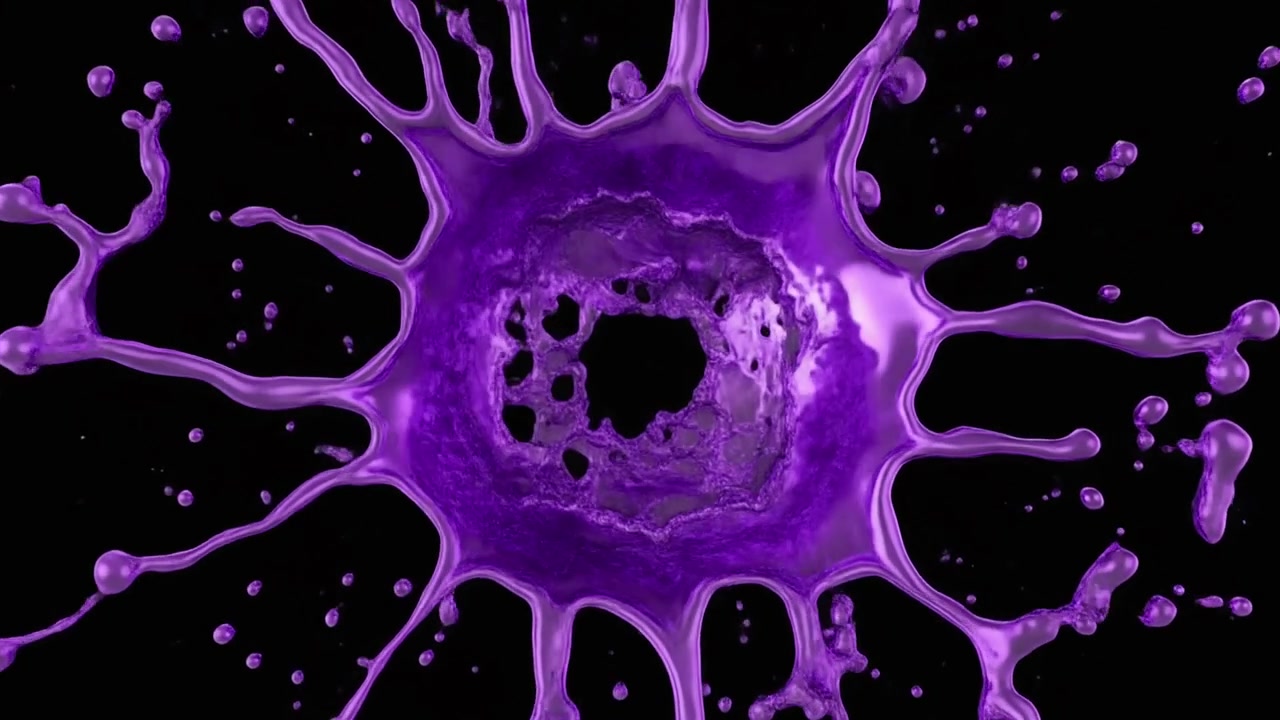 Purple Liquid Splash Expanding in a Circular Pattern