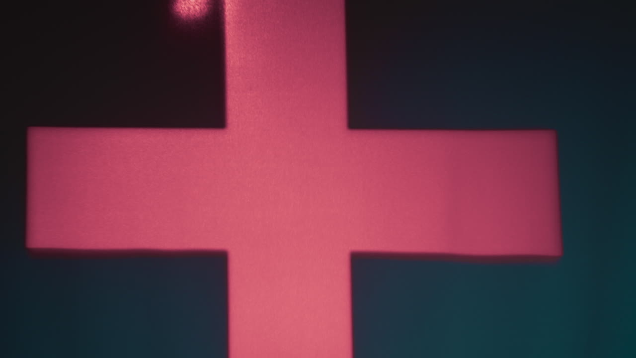 Red Crucifix on Halloween Night Cemetery Symbol