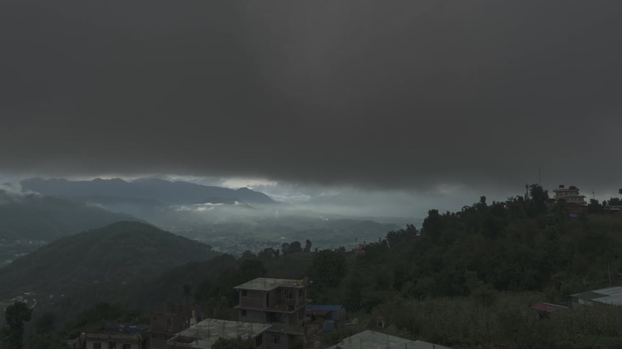 Timelapse of stormy hills in Lalitpur, Nepal.