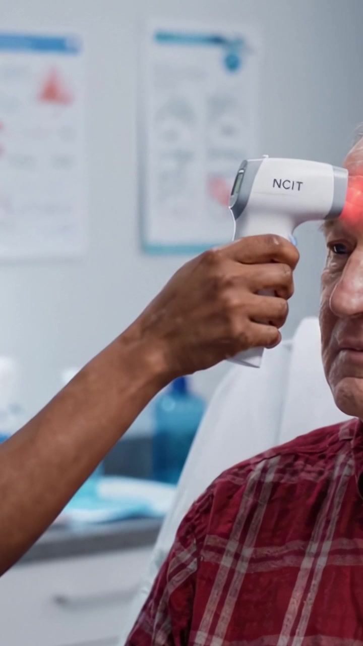 A healthcare professional examining an elderly patient in a clinical setting, showcasing the importance of regular health checks and patient care in modern medicine.