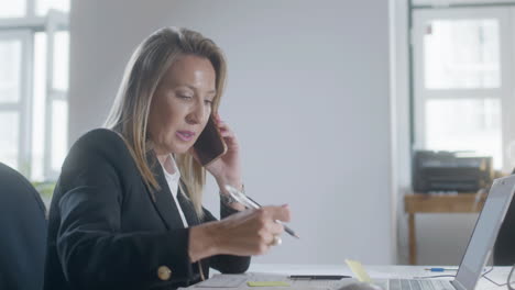 successful middle-aged woman talking on phone