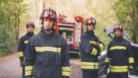 firefighters at an accident scene