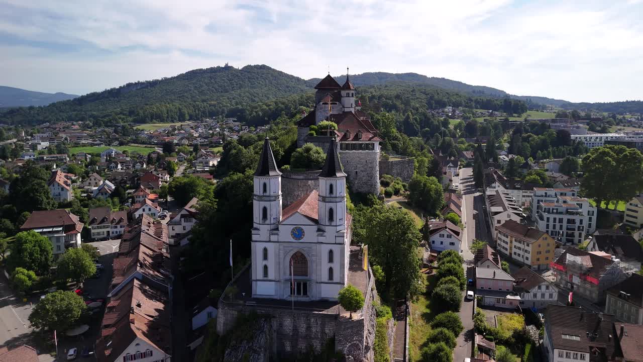 Switzerland heritage castle Aarburg hilltop landmark above medieval town