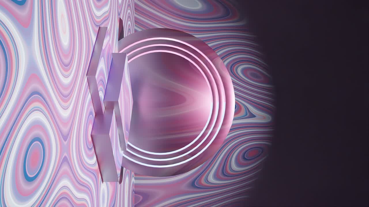 podio cromado con patrón de color rosa hipnótico fondo giros, vertical