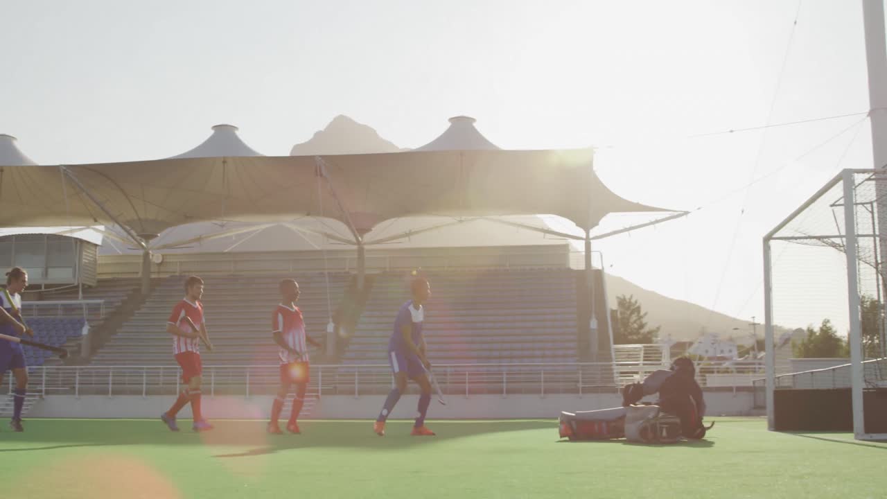 경기 도중 하키 선수 들