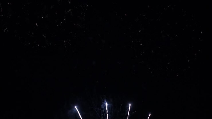 Colori sgargianti di fuochi d'artificio nel cielo notturno dopo l'esplosione