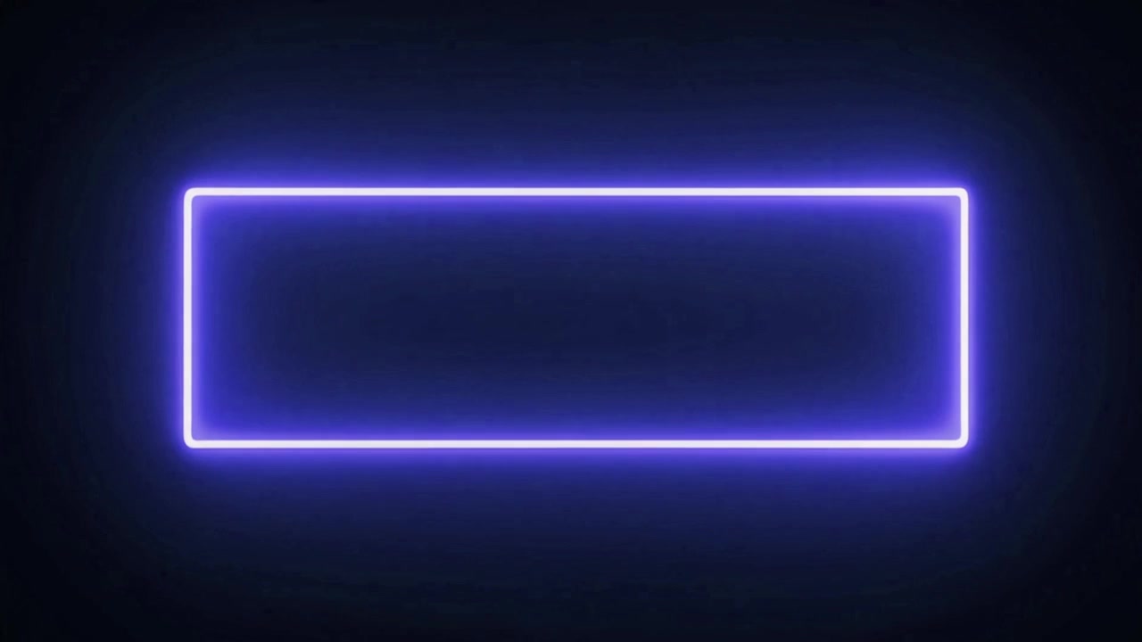 Cadre rectangulaire néon violet lumineux sur fond noir