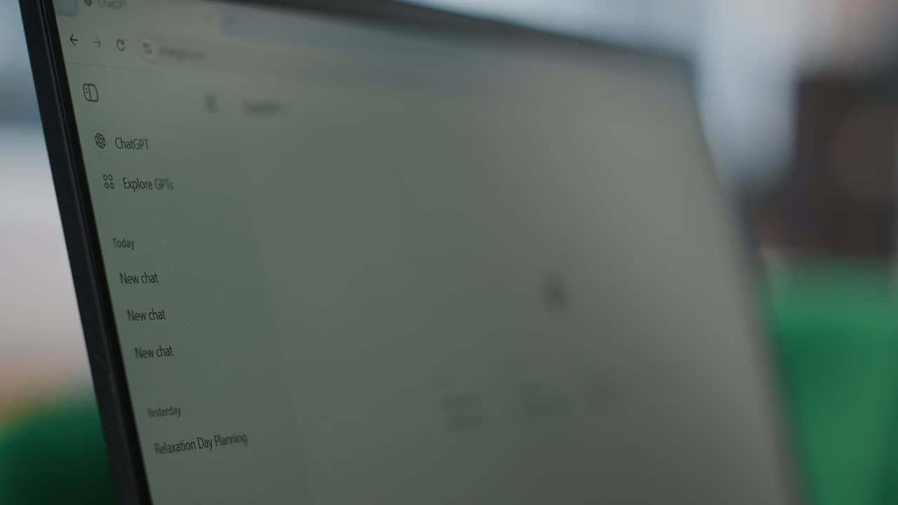 Vertical Video Bucharest, Romania - July 30th 2024 - Man uses futuristic AI chat on software