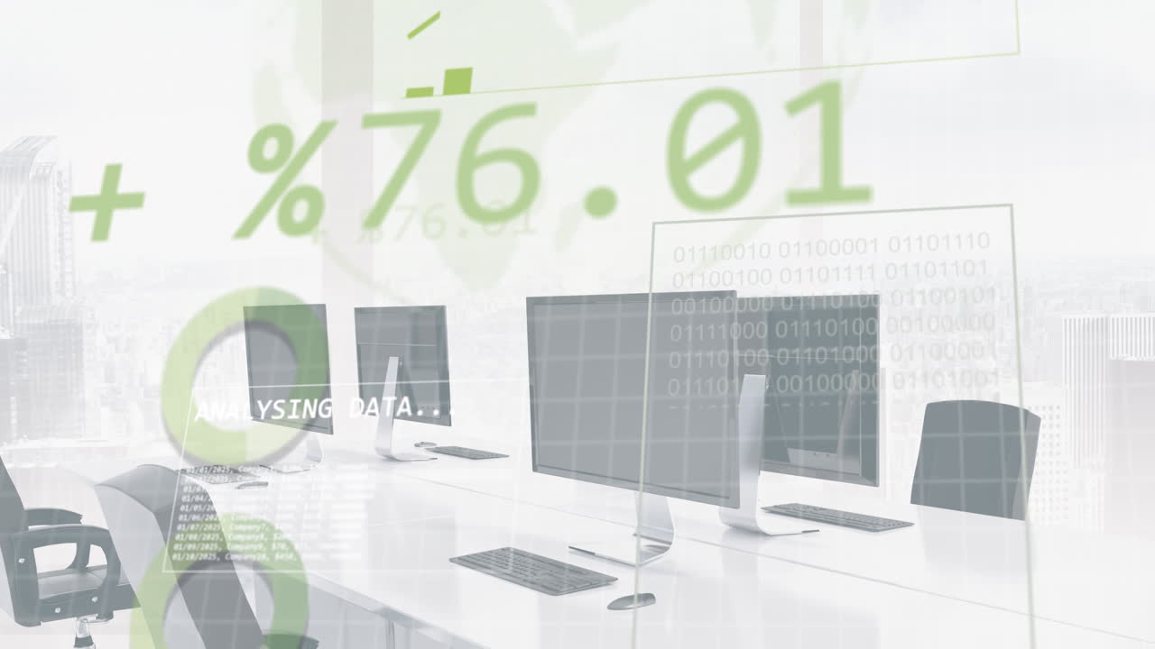 비어있는 사무실에 대한 통계 데이터 처리 인터페이스의 애니메이션