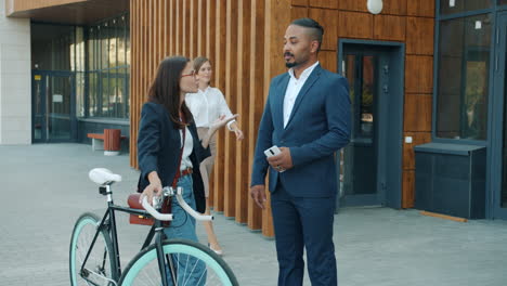 business discussion outdoors