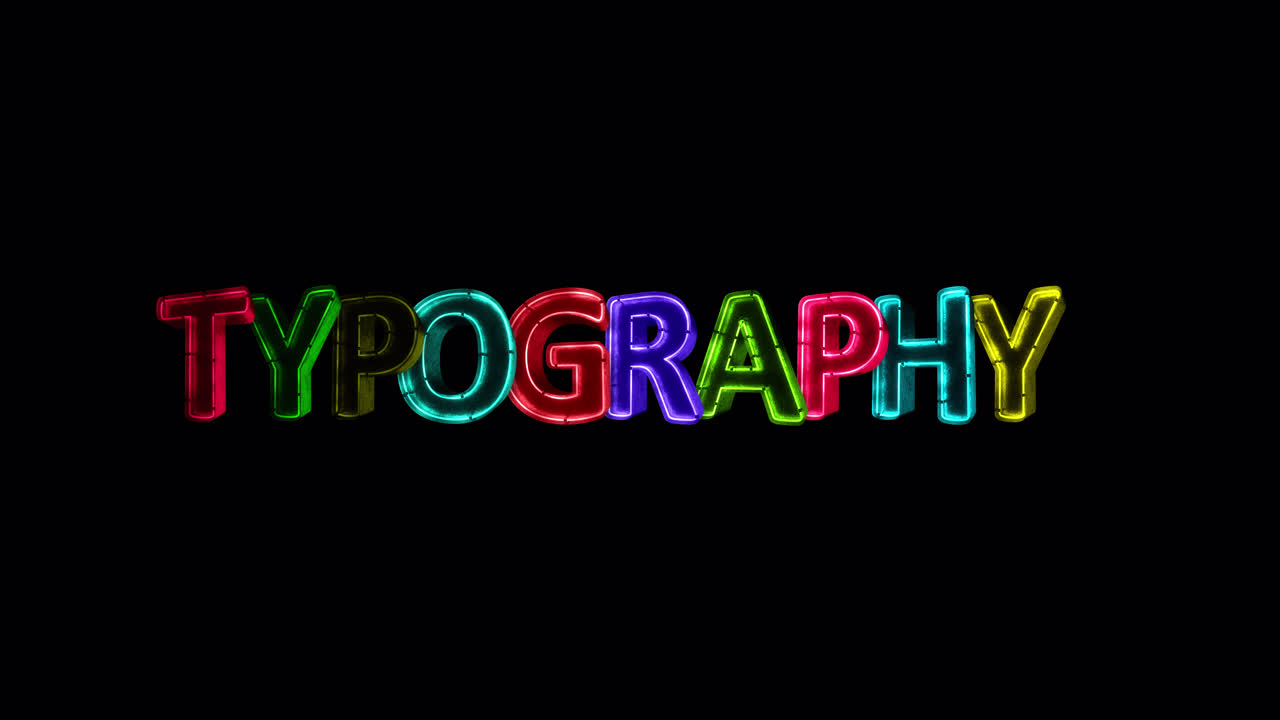Scritta al neon colorata che appare su sfondo nero