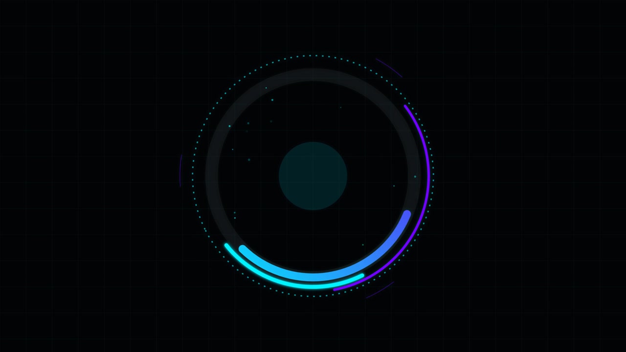 Abstract Digital HUD Interface with Rotating Circular Elements