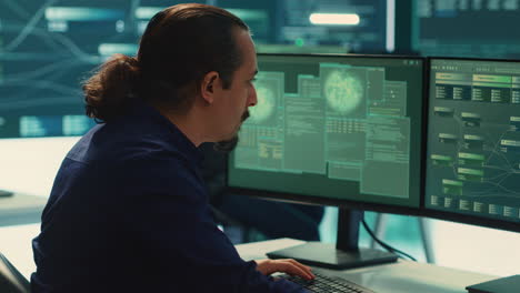 governmental it expert monitoring cyber threats on a computer