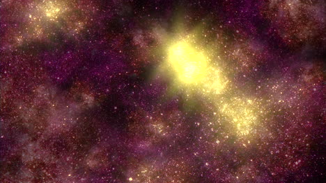 Fliegende-Und-Glänzende-Goldene-Sterne-Mit-Glitzern-In-Einer-Dunklen-Galaxie