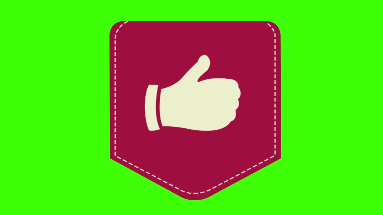 Sticker icon of a like button on a green screen in 4K