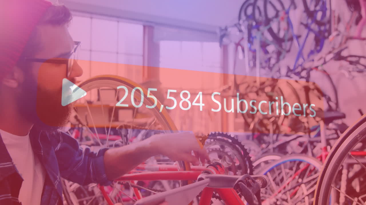 329.020 suscriptores de animación sobre un hombre que trabaja en una tienda de bicicletas