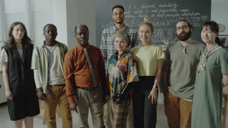 diverse group of students or teachers in a classroom