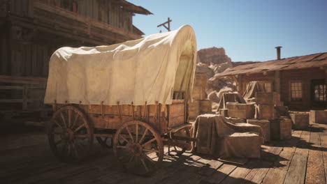 wagon in a western town