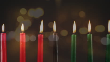 animation of candles over light spots and cars at christmas