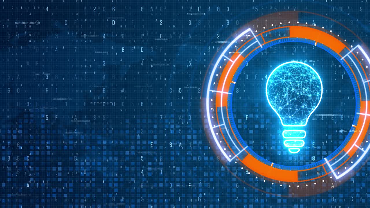 Technology creative idea network with lamp bulb digital blue background business modern technology