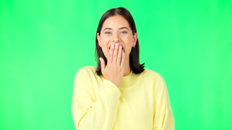 Shock,-surprise-and-face-of-woman-on-green-screen