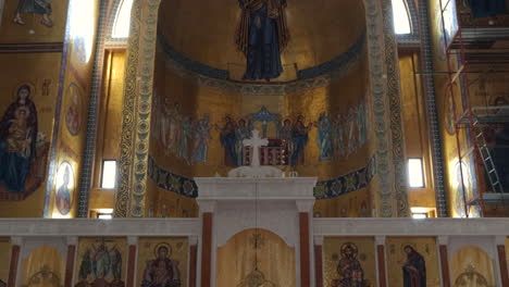 interior of the episcopal cathedral of the lord resurrection in oradea, romania, europe. pan up shot