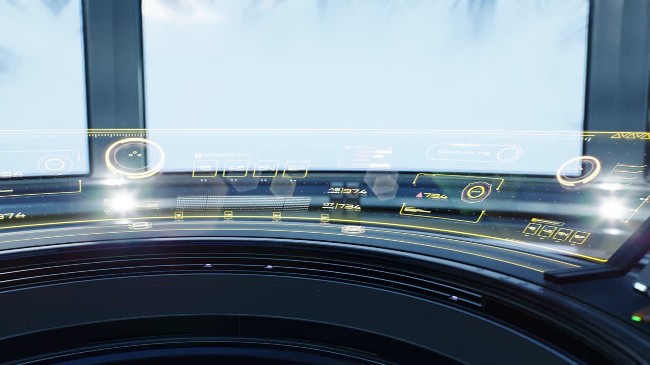 우주선의 컨트롤 패널의 클로즈업  (현실적인 3d 애니메이션)