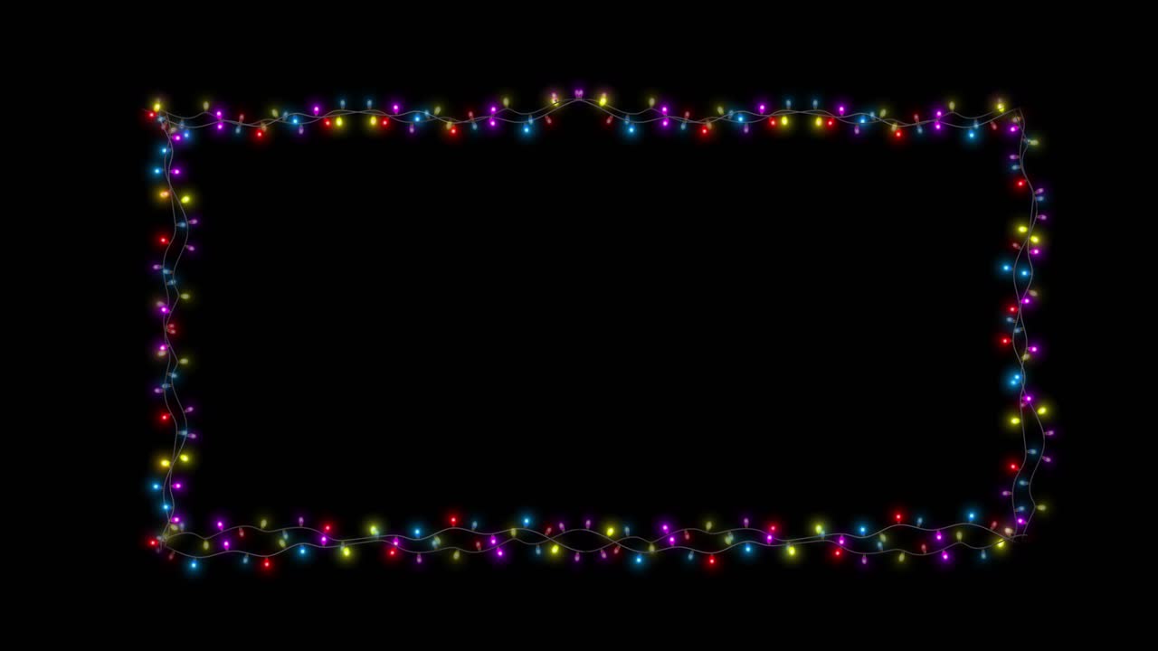 4k string of colorful light bulbs looping christmas holiday themed frame pattern glowing lights