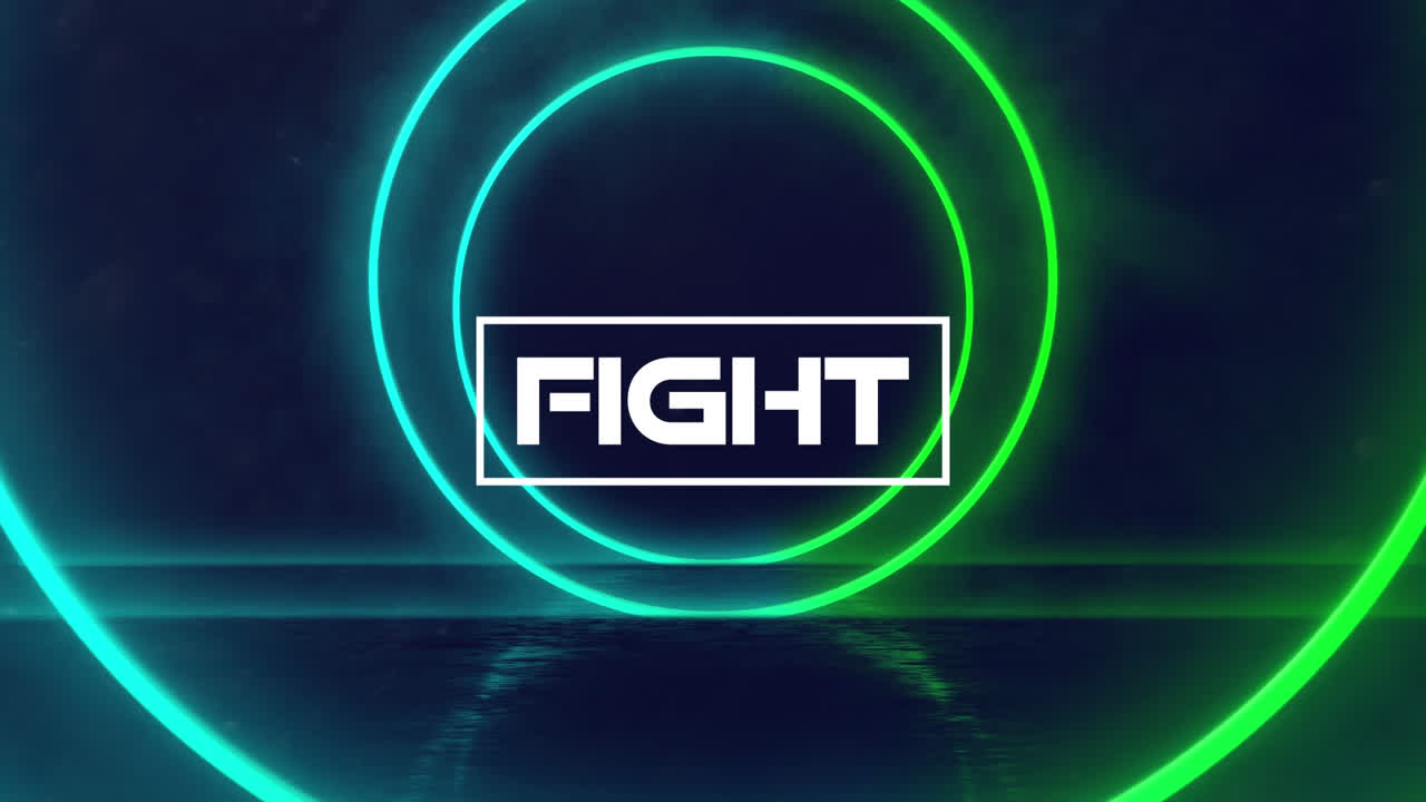 animación del texto de lucha sobre formas geométricas en movimiento