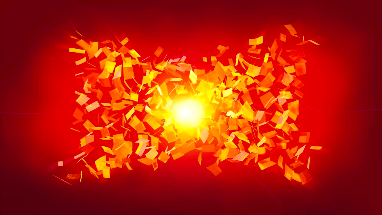 사각형으로 된 빨간색 추상화 - 반이는 효과와 함께 공간의 왜곡, 컴퓨터 생성 배경, 3d 렌더링