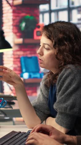 vertical video man and woman filmmakers editing video shoot in post production