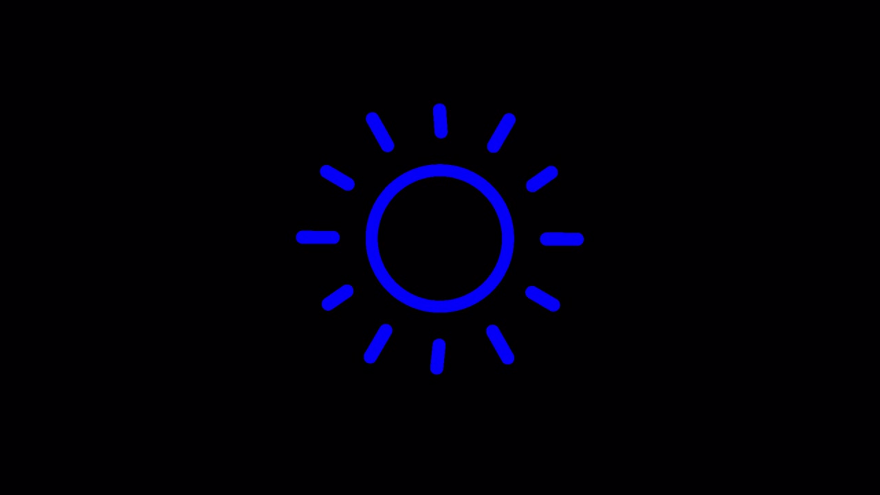 Animated Blue Sun Icon Pulsing on Black Background