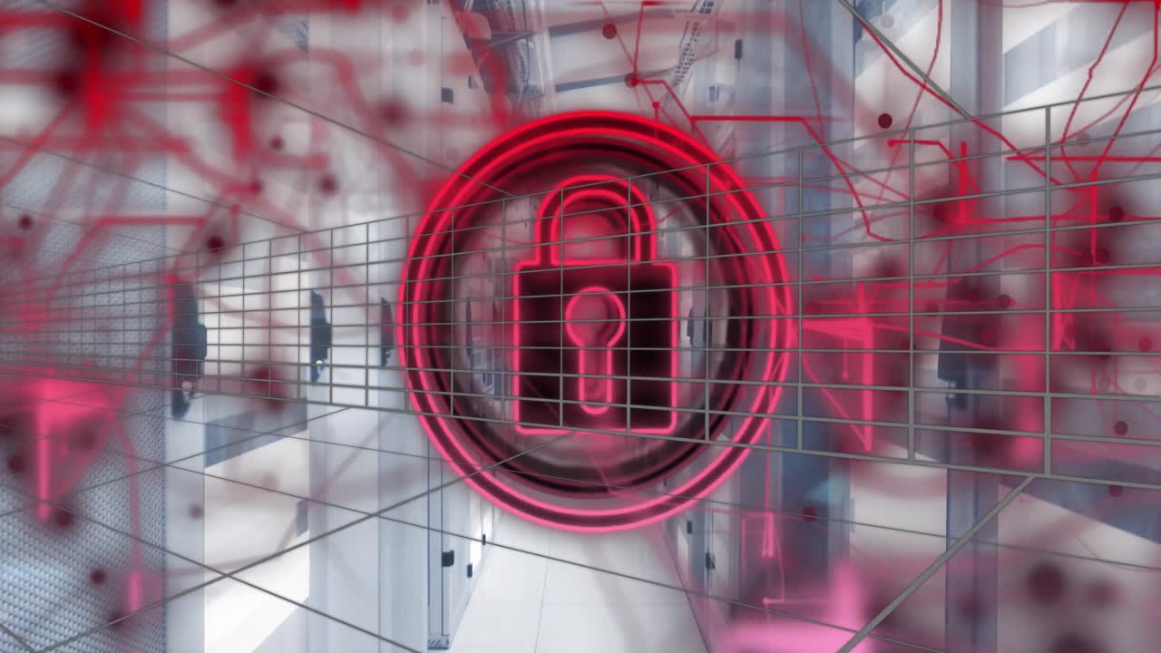 animación de reloj con agujas giratorias sobre red de conexiones sobre animación de palabras.