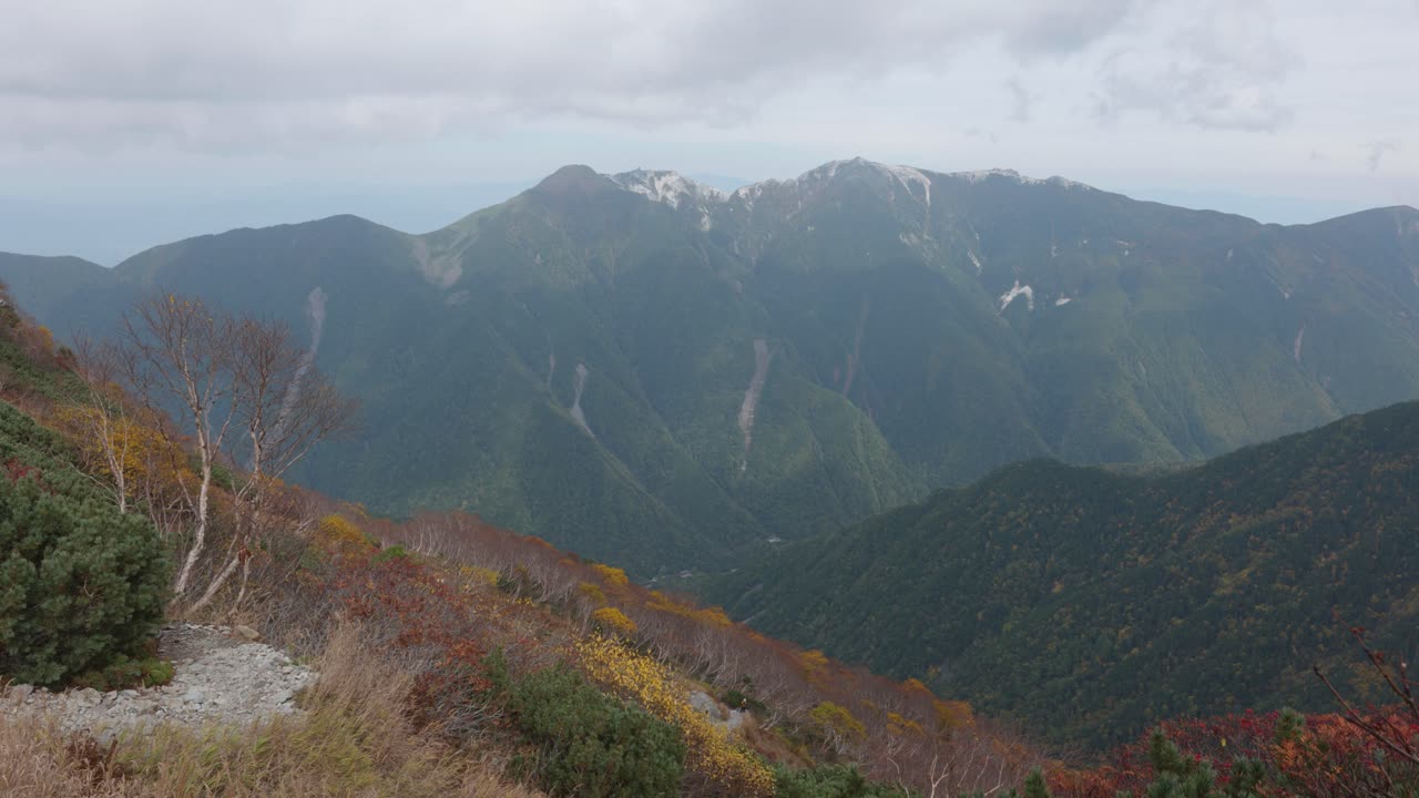 Views of mountain range on Kitakdake hike in Japanese Alps, Japan