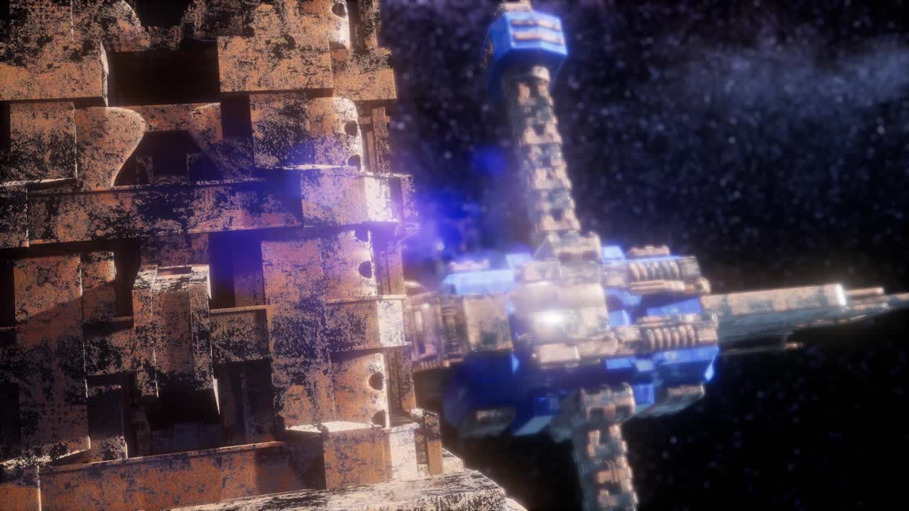 우주선과 은하계의 별들